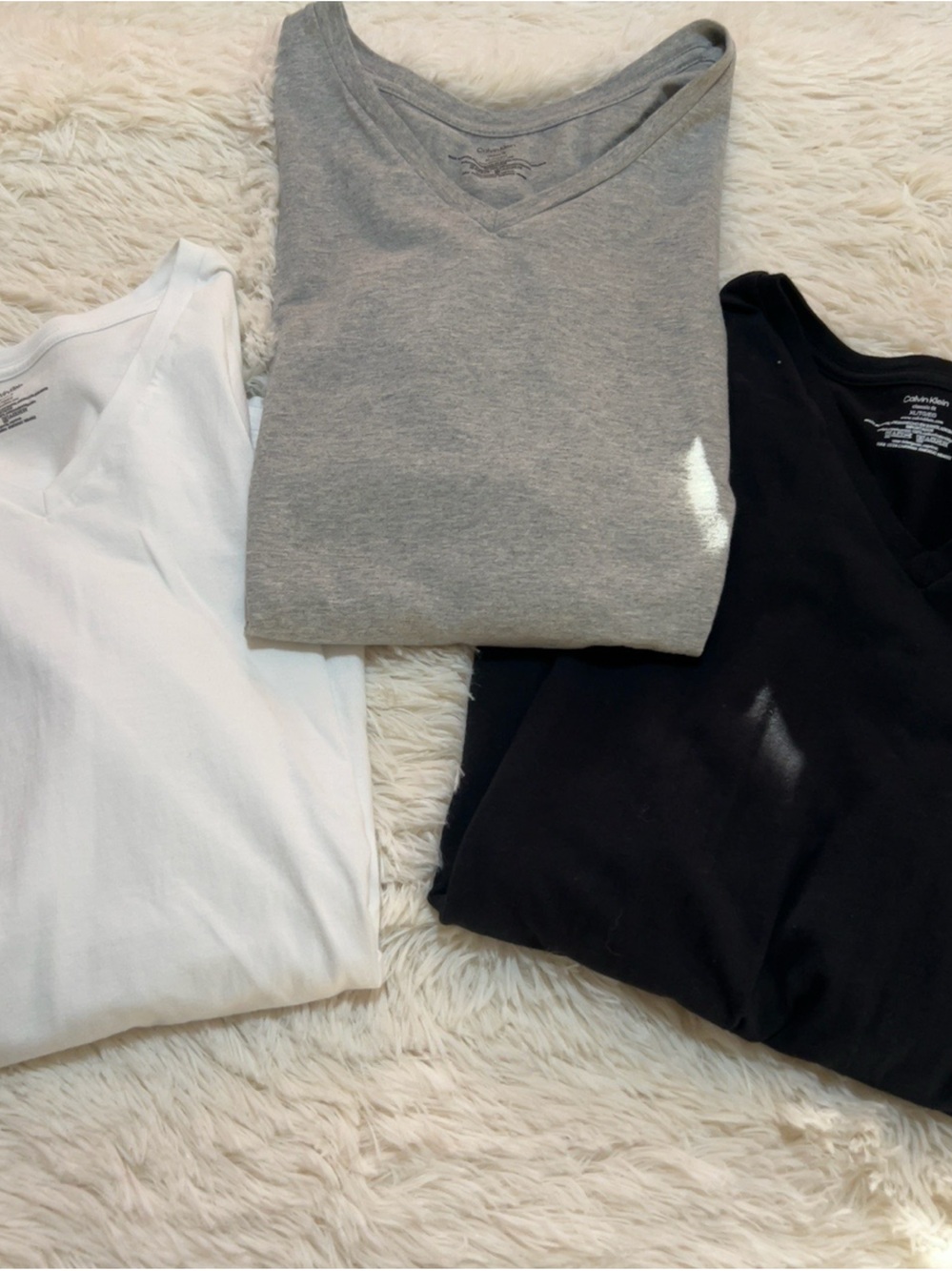Calvin Klein Men’s Short Sleeve V-Neck Tees – White, Gray & Black